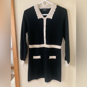 Cider Black Dress with Scalloped Collar